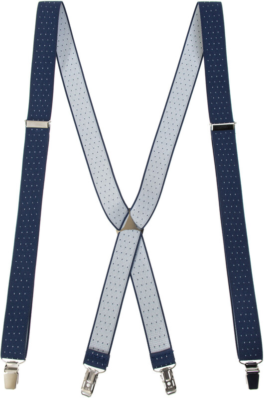 Avantgard Tmavě modré pánské šle s puntíky a s kovovým středem