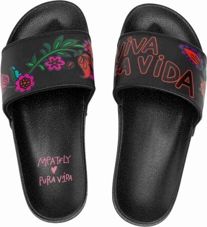 Meatfly dámské pantofle X Hudson Pura Vida Viva La Vida Black | Černá
