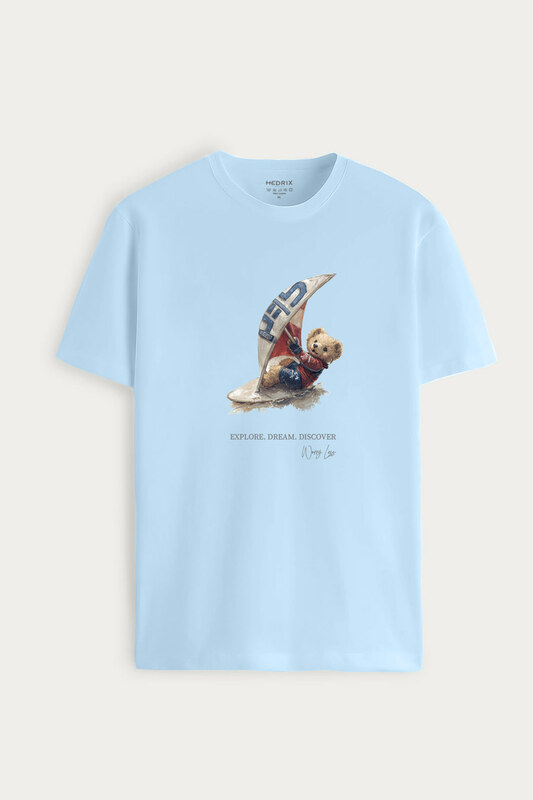 Tričko, Barva Nebesky Modrá , s Potiskem Wind Surfing Teddy