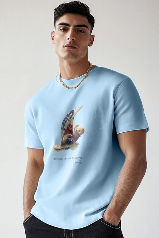 Tričko, Barva Nebesky Modrá , s Potiskem Wind Surfing Teddy