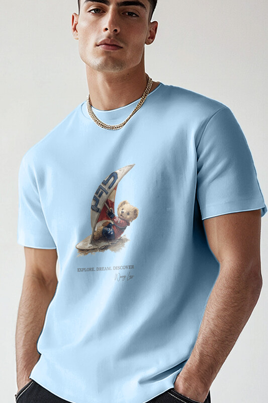 Tričko, Barva Nebesky Modrá , s Potiskem Wind Surfing Teddy