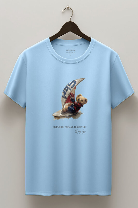 Tričko, Barva Nebesky Modrá , s Potiskem Wind Surfing Teddy