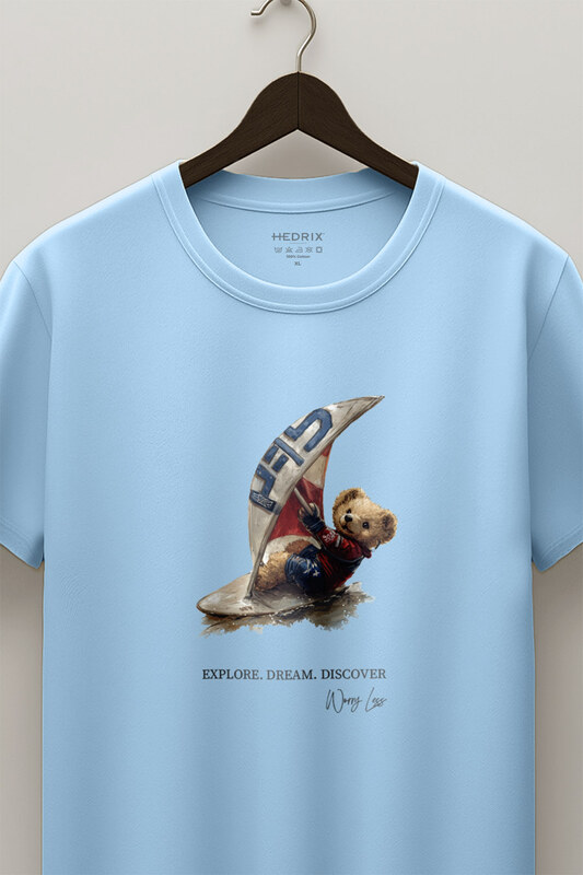 Tričko, Barva Nebesky Modrá , s Potiskem Wind Surfing Teddy