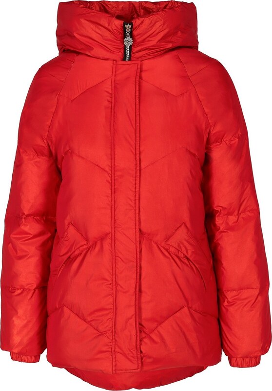Perso Červená dámská přechodová prošívaná bunda se srdíčkem na zádech