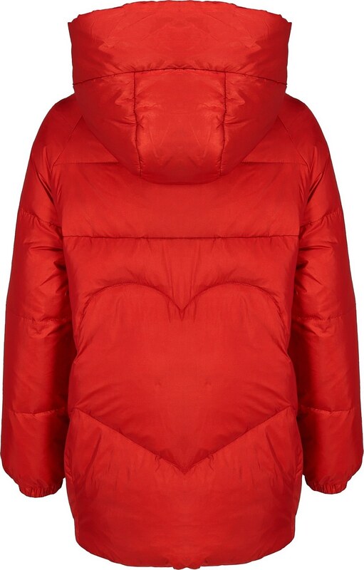 Perso Červená dámská přechodová prošívaná bunda se srdíčkem na zádech
