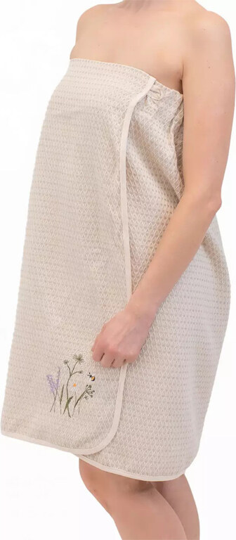 Dámský kilt do sauny - Květy, lněno-bavlněný, přírodní