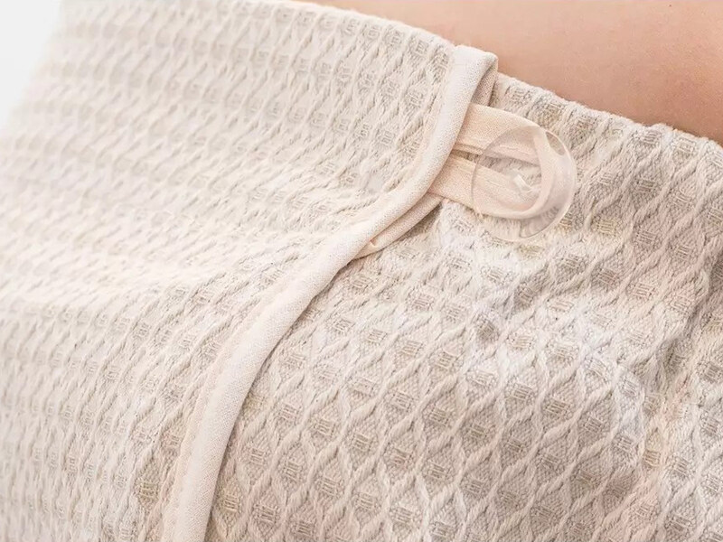 Dámský kilt do sauny - Květy, lněno-bavlněný, přírodní