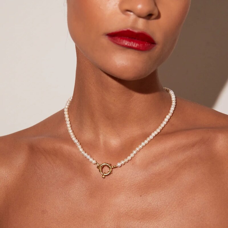 Elenys pozlacený perlový náhrdelník Clara 18K žluté zlato Perla 5A