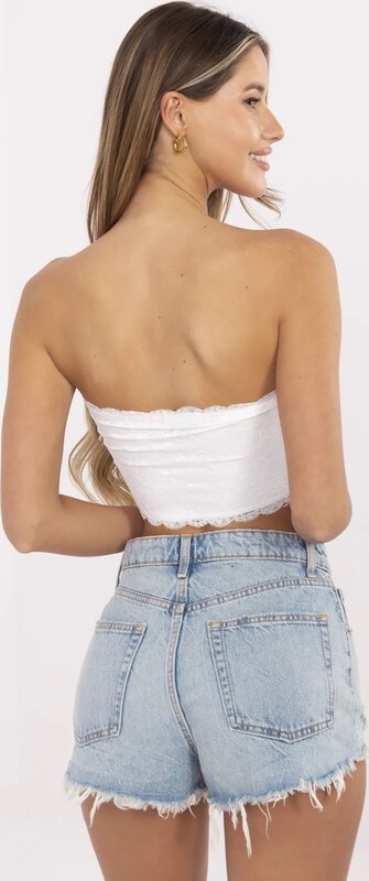 SUBLEVEL Bílý dámský crop top bez ramínek -white Bílá