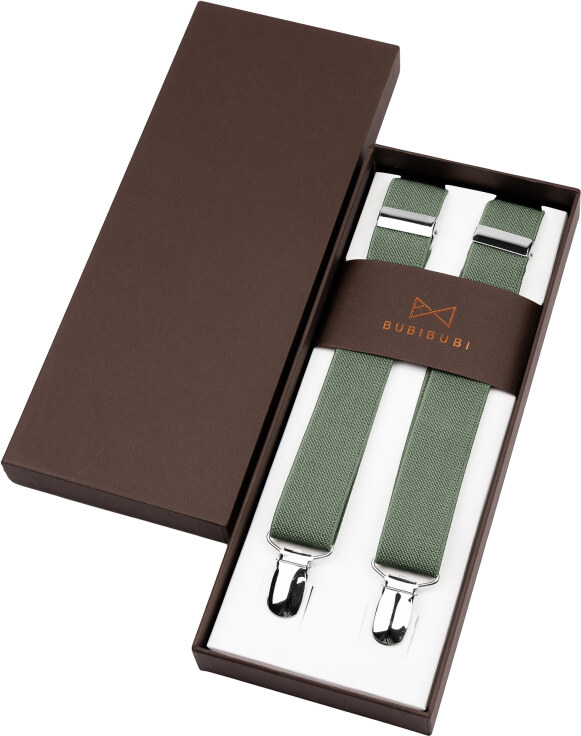 Bubibubi Zelená sada Sage green pro tátu a syna s motýlky a kšandami