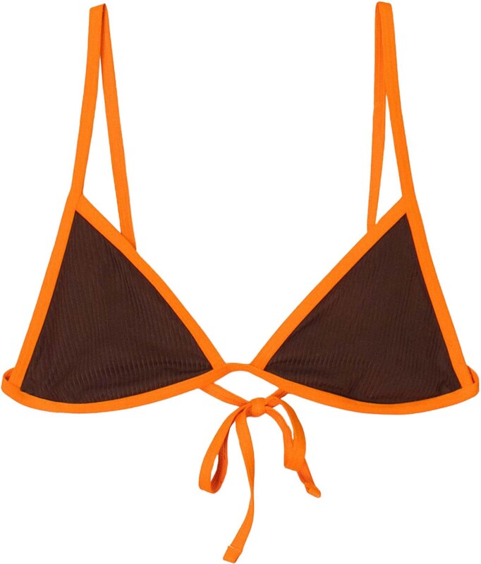 Bershka Horní díl plavek hnědá / tmavě oranžová