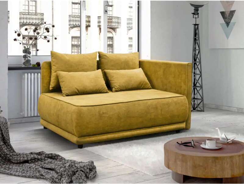 Tempo Kondela Rozkládací pohovka LIAMI, PRAVÁ, hořčicová