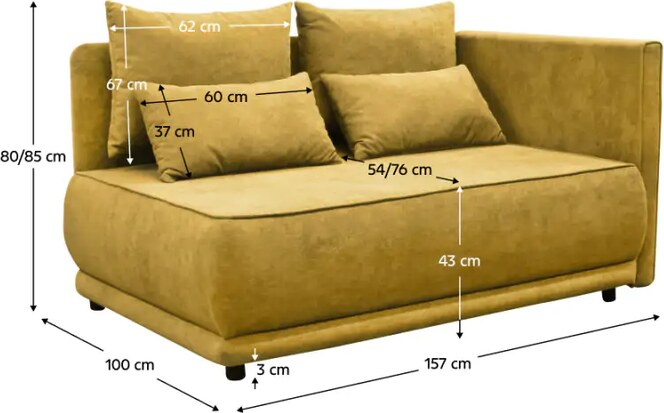 Tempo Kondela Rozkládací pohovka LIAMI, PRAVÁ, hořčicová