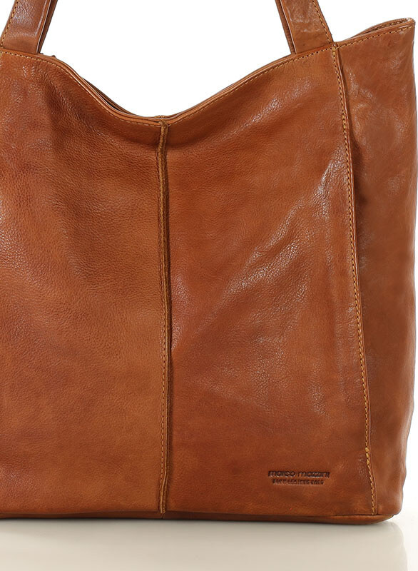 MARCO MAZZINI Světle hnědá kožená shopper kabelka