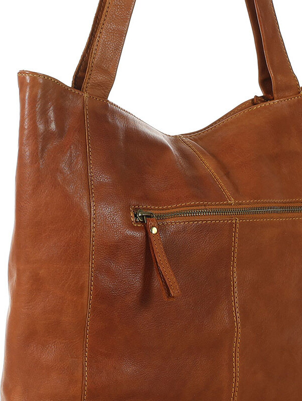 MARCO MAZZINI Světle hnědá kožená shopper kabelka