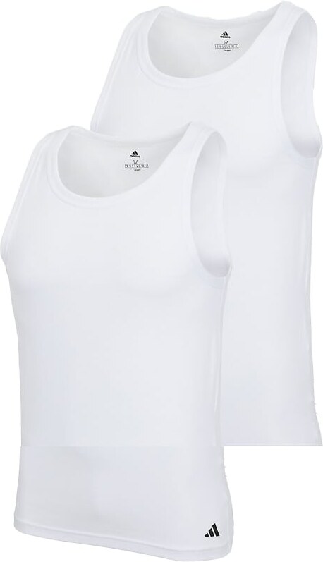 Adidas 2 pack active core cotton vests in white
