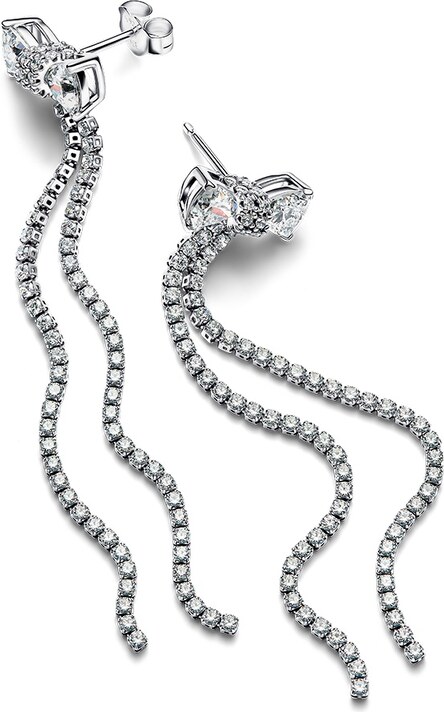 Pandora Visací stříbrné náušnice se zirkony mašle 293544C01