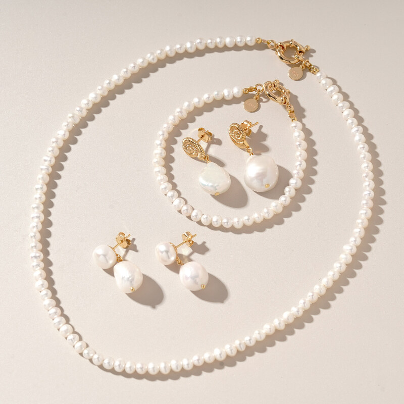 Elenys pozlacený perlový náhrdelník Clara 18K žluté zlato Perla 5A