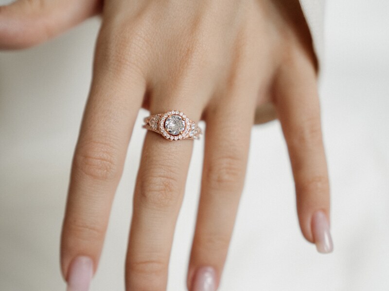 Olivie Růžově zlacený stříbrný prsten 3365