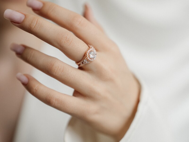 Olivie Růžově zlacený stříbrný prsten 3365