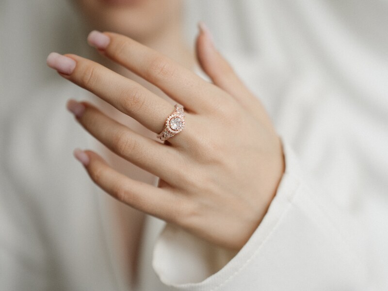 Olivie Růžově zlacený stříbrný prsten 3365