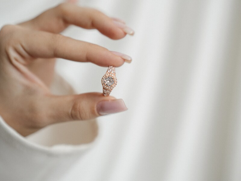 Olivie Růžově zlacený stříbrný prsten 3365