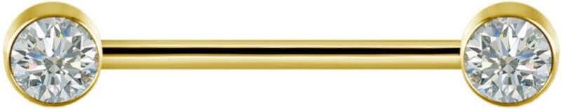 Devilheart Titanová činka do bradavek s vnitřním závitem a čirými prémiovými zirkony - zlatá