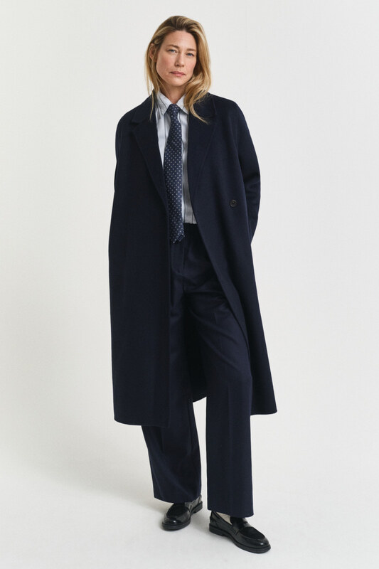 KABÁT GANT HANDSTITCHED BELTED COAT EVENING BLUE