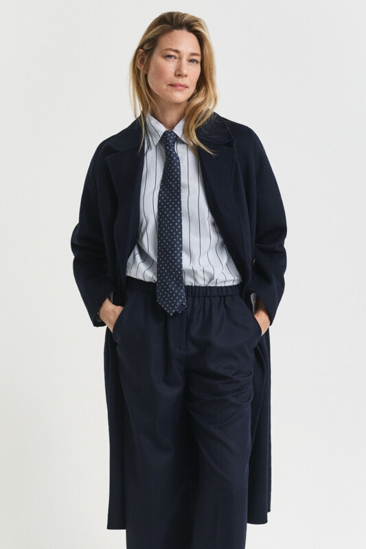 KABÁT GANT HANDSTITCHED BELTED COAT EVENING BLUE