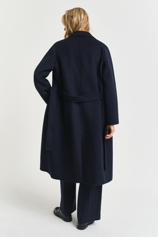 KABÁT GANT HANDSTITCHED BELTED COAT EVENING BLUE