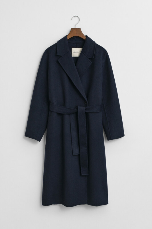 KABÁT GANT HANDSTITCHED BELTED COAT EVENING BLUE