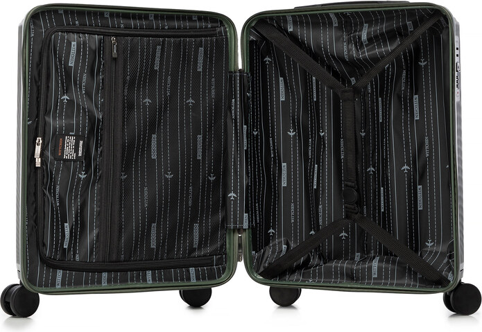 Wittchen Malý khaki kufr z ABS s jemnými pruhy