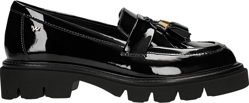 Wojas Černé Lakované Mokasíny Se Zdobným Třásněm