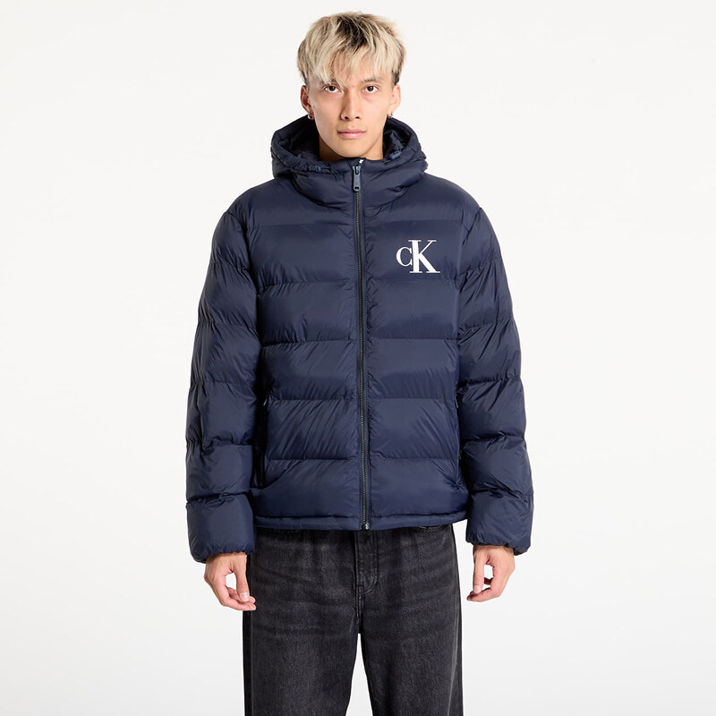 Péřovka Calvin Klein Jeans Ls Nylon Monogram Puff Jacket Blue M
