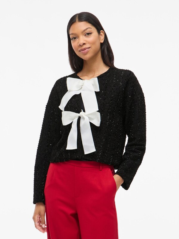 VILA Kardigan 'Viotta' černá / bílá