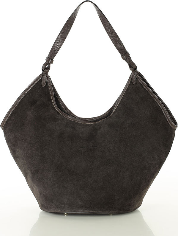 MARCO MAZZINI Tmavě hnědá kožená hobo kabelka