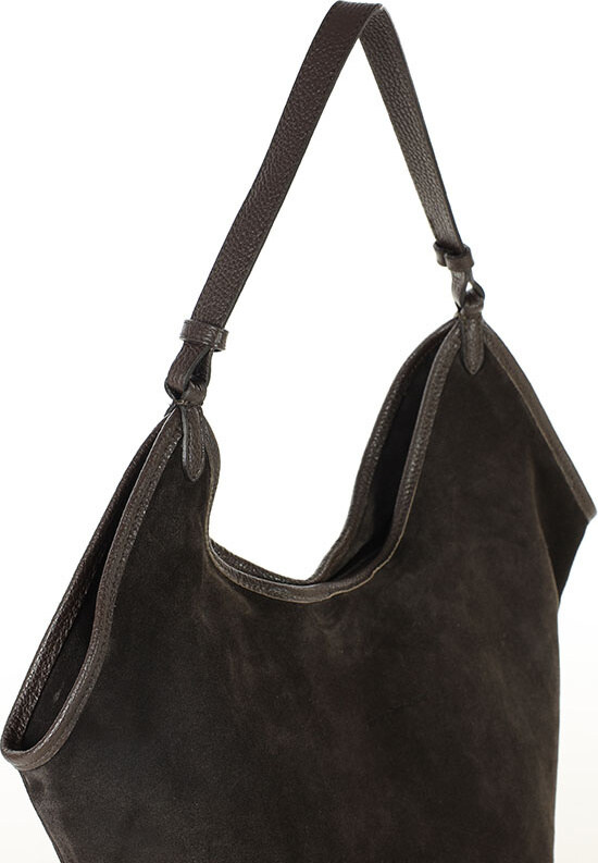 MARCO MAZZINI Tmavě hnědá kožená hobo kabelka