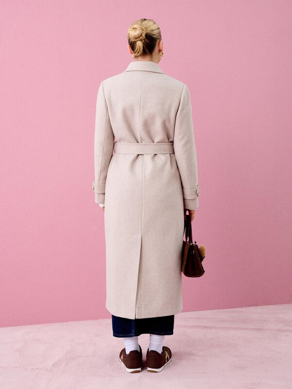 Sinsay - Kabát s páskem k uvázání - béžová