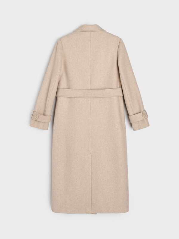 Sinsay - Kabát s páskem k uvázání - béžová