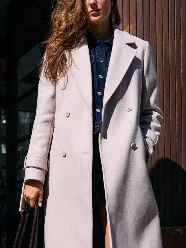 Sinsay - Kabát s páskem k uvázání - béžová