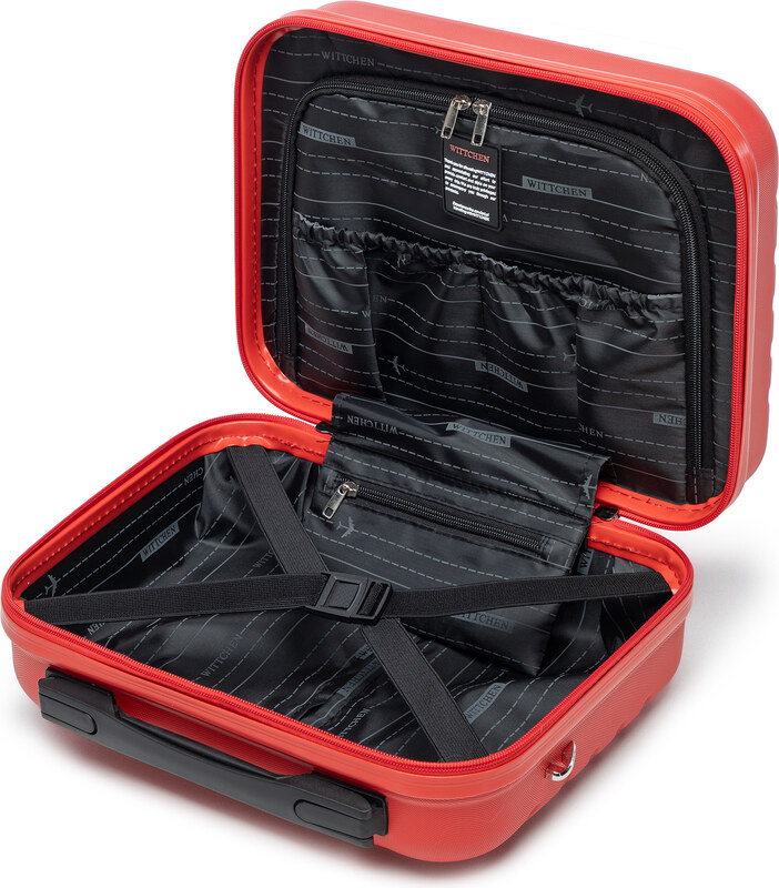 Wittchen Velký kufr a kosmetická taška z ABS s geometrickým reliéfem