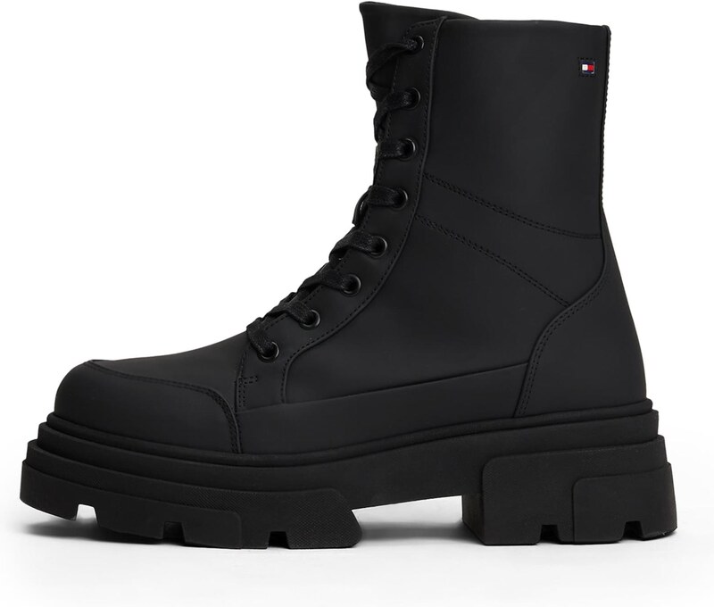 TOMMY HILFIGER Šněrovací kozačky černá