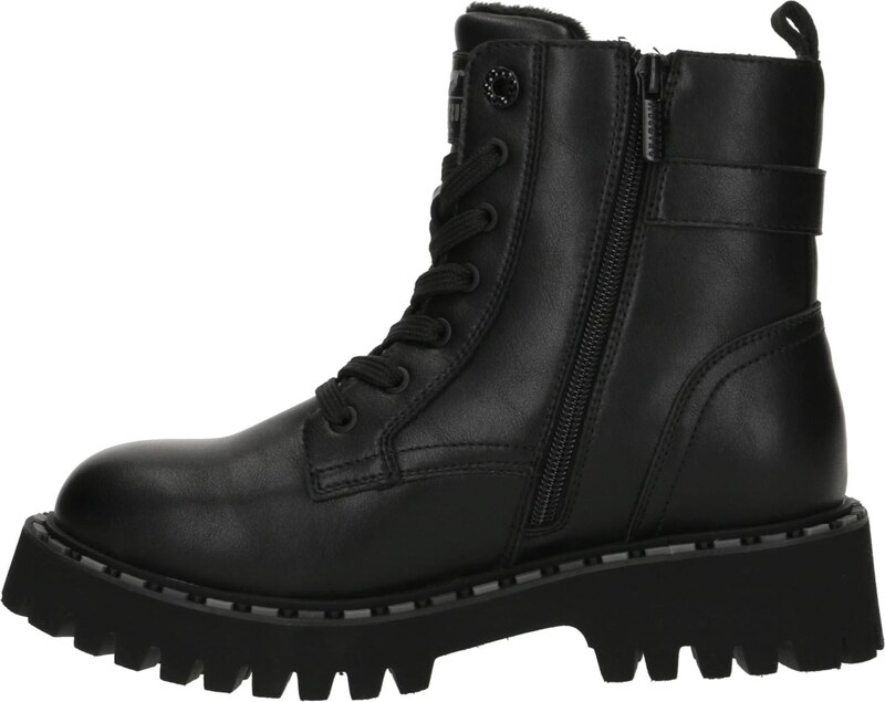 MUSTANG Šněrovací kozačky černá