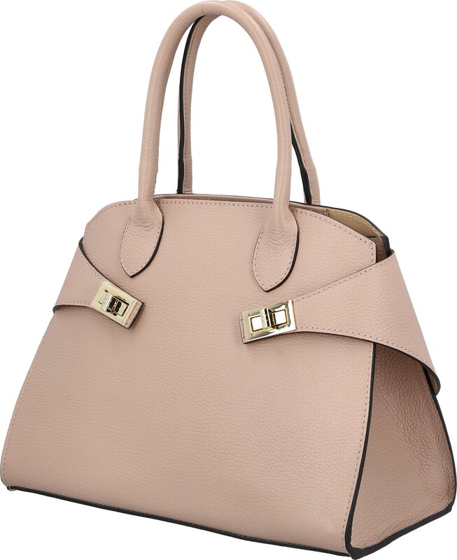 Delami Vera Pelle Módní dámská kožená kabelka do ruky Arietta, růžová