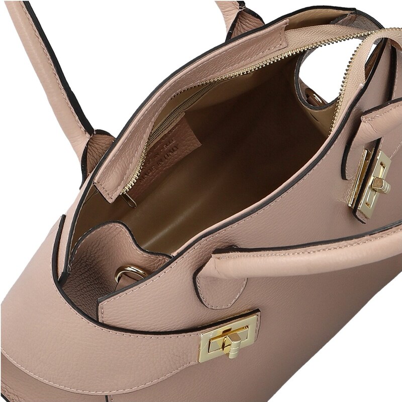 Delami Vera Pelle Módní dámská kožená kabelka do ruky Arietta, růžová