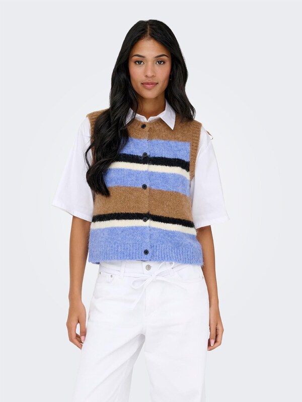 ONLY Pletená vesta 'ONLKALLIE' světlemodrá / karamelová / černá / bílá