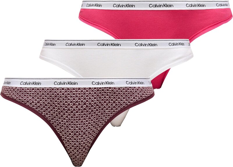 Calvin Klein Underwear Tanga fuchsiová / červená třešeň / černá / bílá
