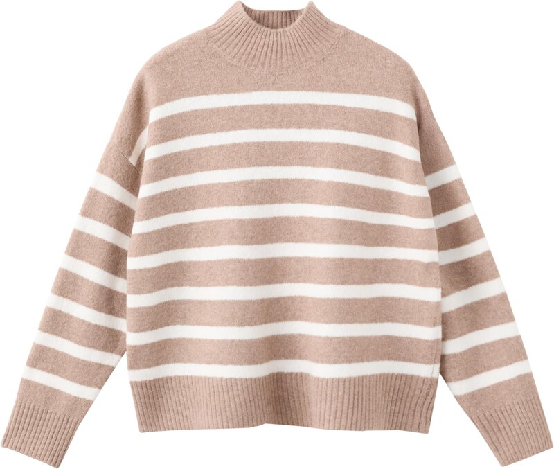 MANGO Svetr 'MINERVA' světle hnědá / bílá