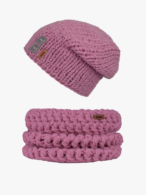 DOKE Set pletená čepice B lilac