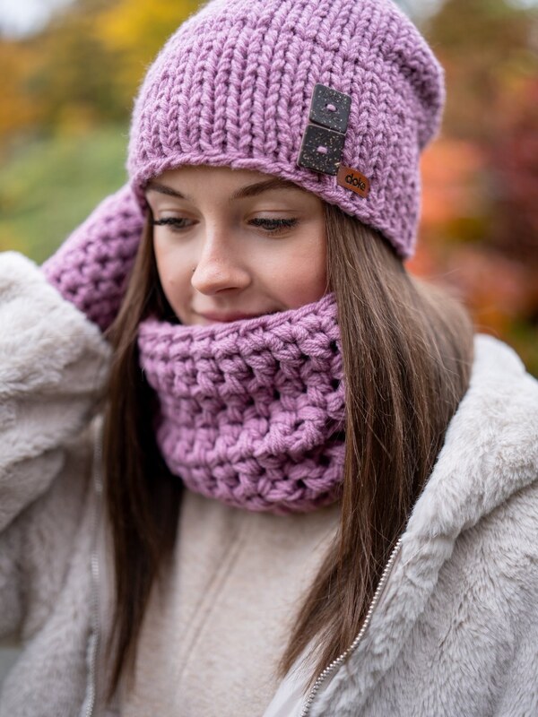 DOKE Set pletená čepice B lilac